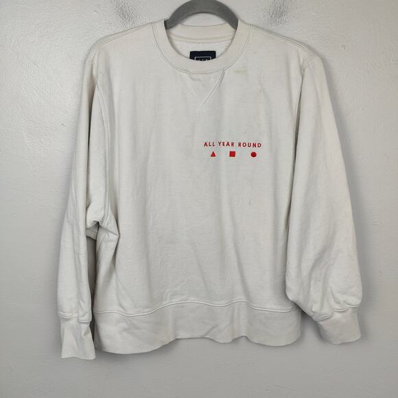 Ayr Sweatshirt Womens Small Off-White Fleece Pullover All Year Round Preppy - Picture 1 of 9